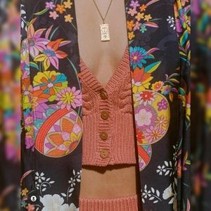Chloe Knit Cardigan Crop Top Spell Designs L Rose